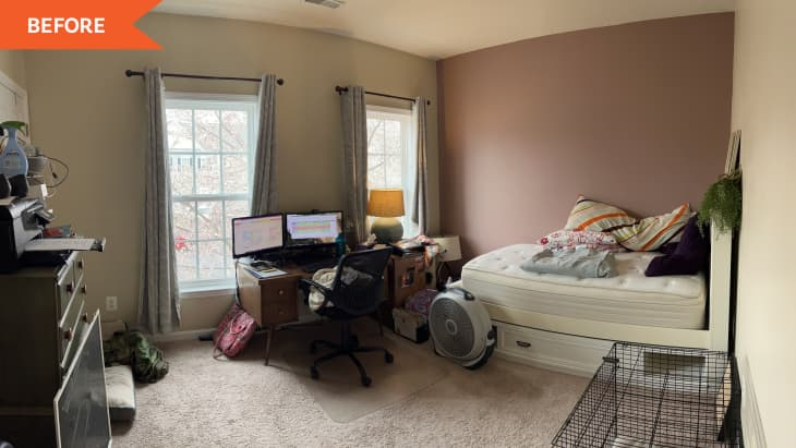 Abans i després: una oficina a casa de la 'habitació brossa' obté una transformació al·lucinant per 1.000 dòlars