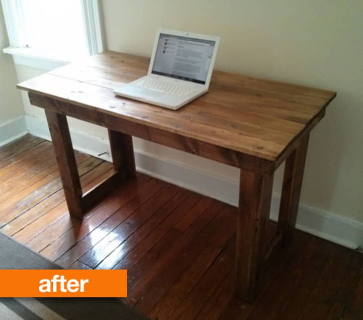 Før og etter: Skrivebord laget av en IKEA sengebunn