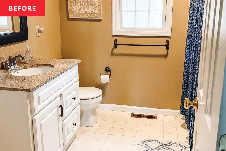 Pirms un pēc: 1980. gadu vannas istaba tiek pārveidota no grīdas līdz griestiem ar klasiskām vintage noskaņām
