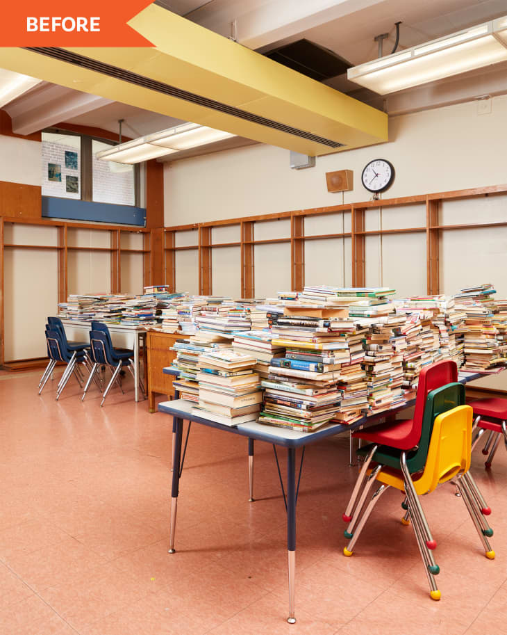 Før og etter: Et elsket skolebibliotek får en regnbueforfriskning
