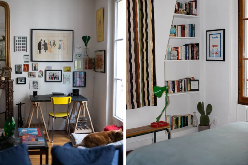 En liten leilighet i Paris er full av sjarm, vintagestykker og funky kunst